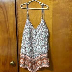 No Boundaries Orange and Cream Floral Camisole